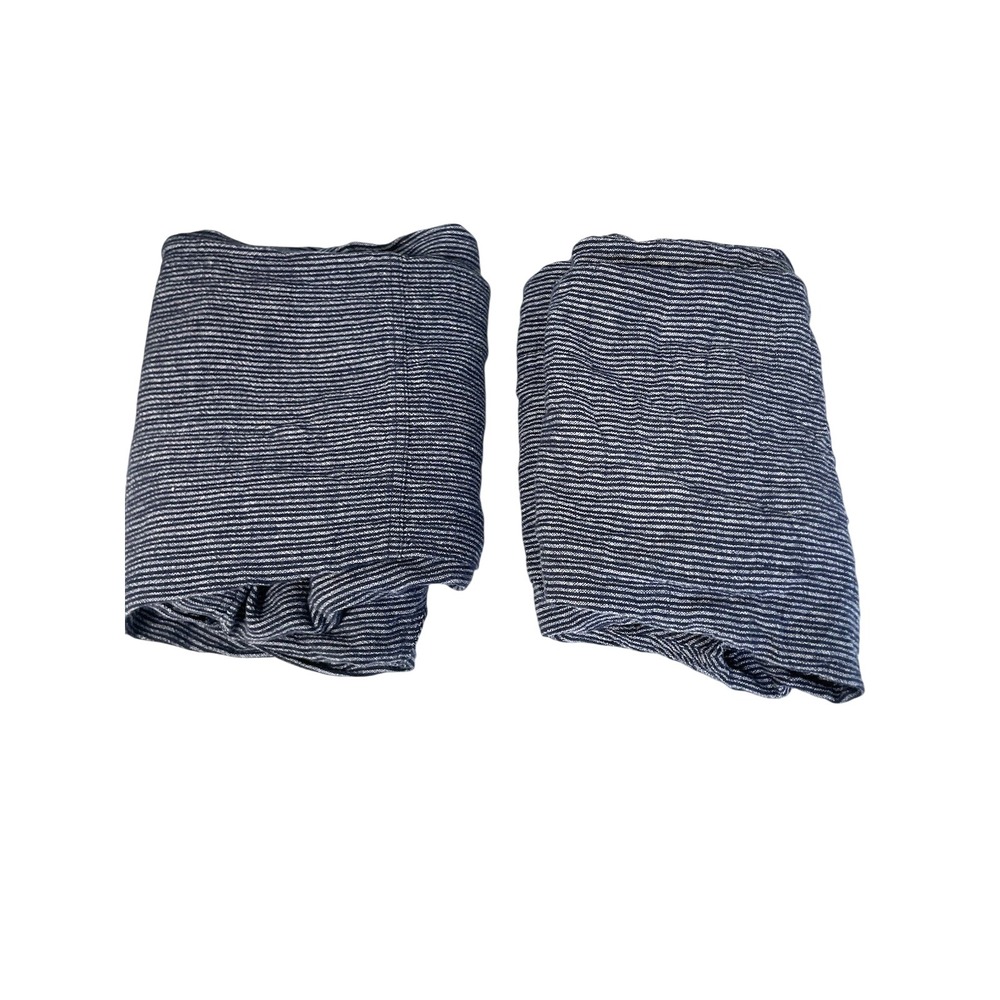 BUNDLE Women's Linen Pants Medium 8-10 Pocket Drawstring Navy Blue Stripe causal